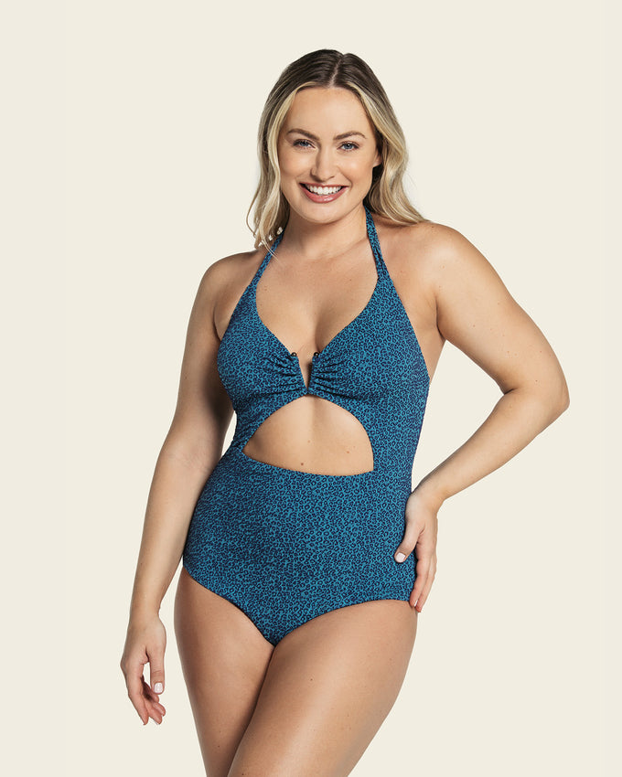 Slimming textured swimuit with keyhole detail#color_522-blue-animal-print