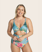 Eco friendly keyhole detail one piece swimsuit
