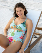Eco friendly keyhole detail one piece swimsuit