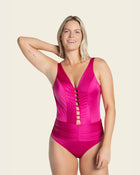 Slimming swimsuit with multiuse waistband
