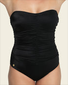 Shirred detail one-piece firm compression swimsuit