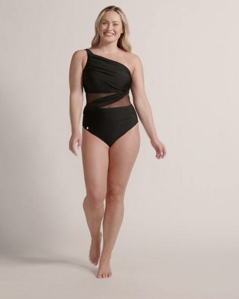 Asymmetrical slimming compression one piece swimsuit#all_variants