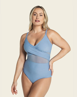 Slimming one-piece swimsuit with criss-cross top#color_512-light-blue