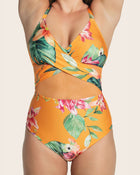 Eco friendly slimming swimsuit with sheer tulle design