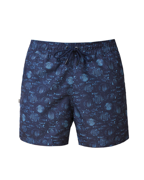 5" Eco-friendly men's swim trunk with soft inner mesh lining#color_059-fish-print