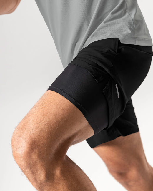 Lined active short with side pocket#color_700-black