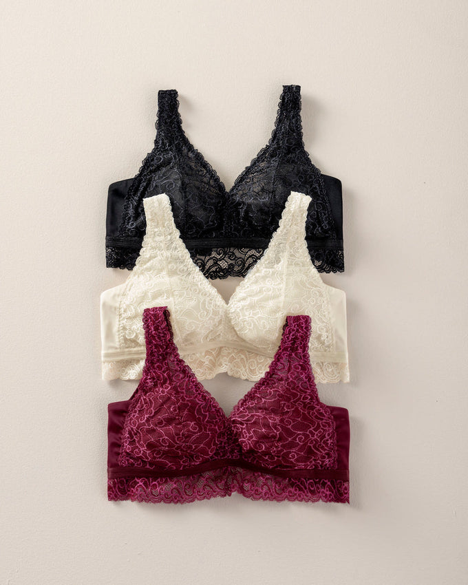 Full coverage plunge back lace bralette#color_700-black