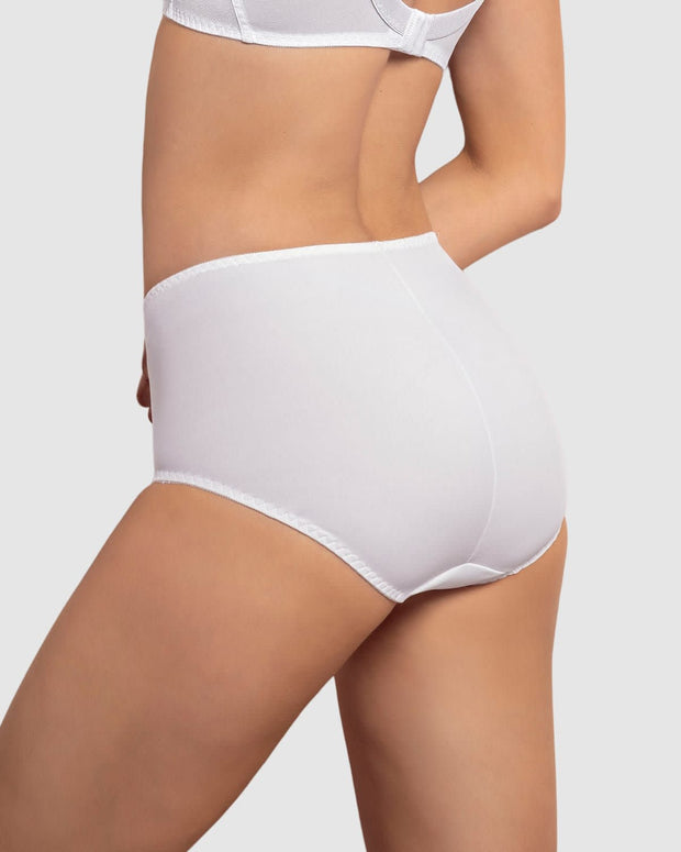 Mid-rise lace detail classic smoothing panty#color_000-white