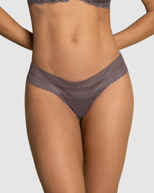 Low Rise Thong with Lace Details#color_326-purple-wine