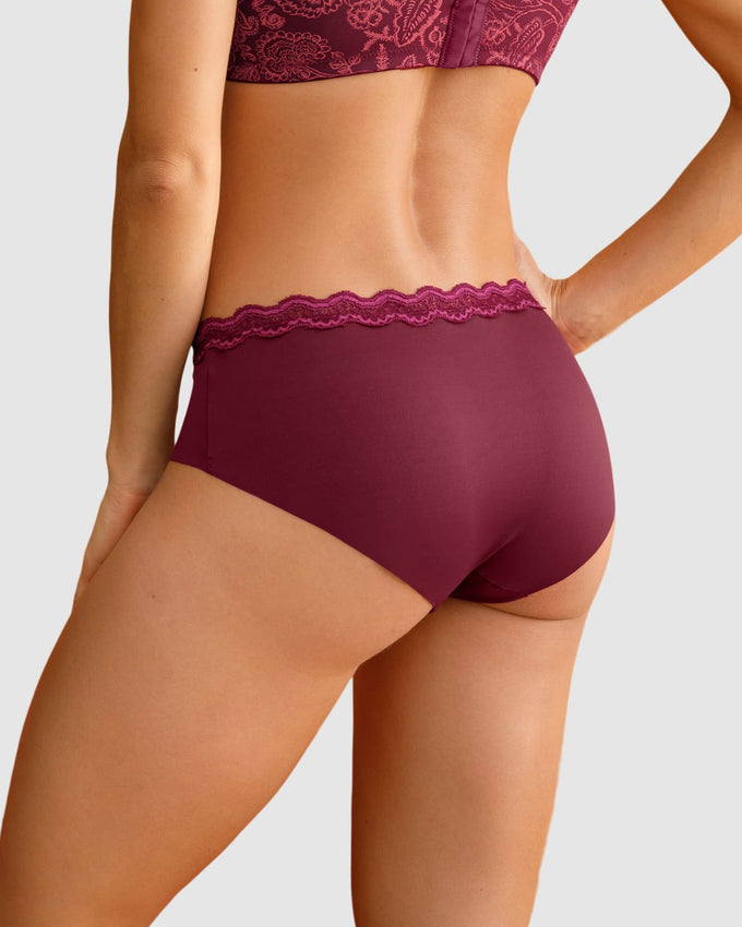 Midrise lace waistband cheeky panty#color_382-red-wine