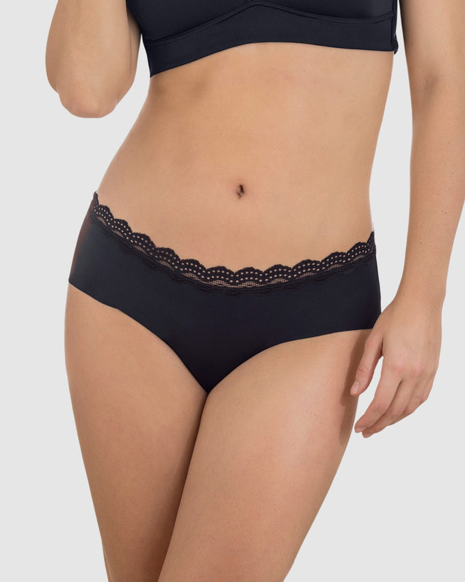 Midrise lace waistband cheeky panty#color_700-black