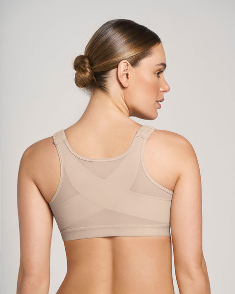Collections Etc Full-Coverage Posture Support Wireless Lace Bra - Ultra- comfortable, Front Closure, Lined Cups, Full Side Underarm Coverage 